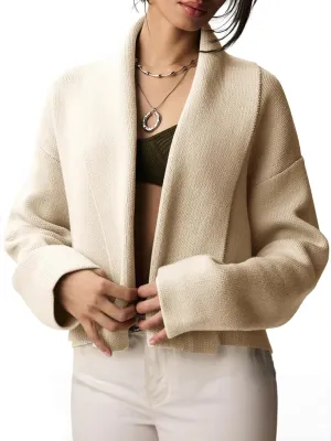 Saodimallsu Womens Cropped Cardigan Open Front Shawl 2024 Fall Trendy Long Sleeve Sweater Jacket