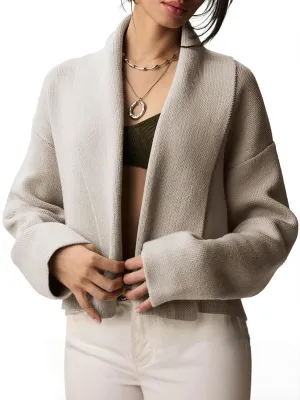 Saodimallsu Womens Cropped Cardigan Open Front Shawl 2024 Fall Trendy Long Sleeve Sweater Jacket
