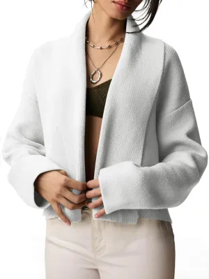 Saodimallsu Womens Cropped Cardigan Open Front Shawl 2024 Fall Trendy Long Sleeve Sweater Jacket