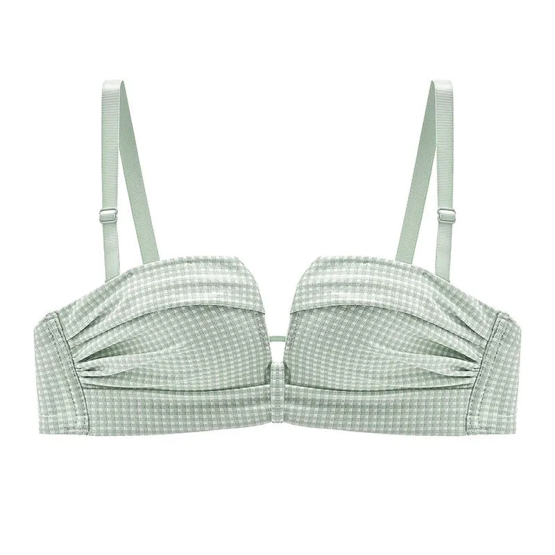 Sexy Plaid Invisible Bras Corset Strapless Breathable Gather