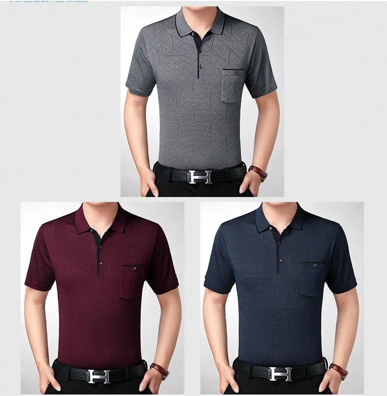 Short Sleeve Cotton Gray Polo Shirt for Men