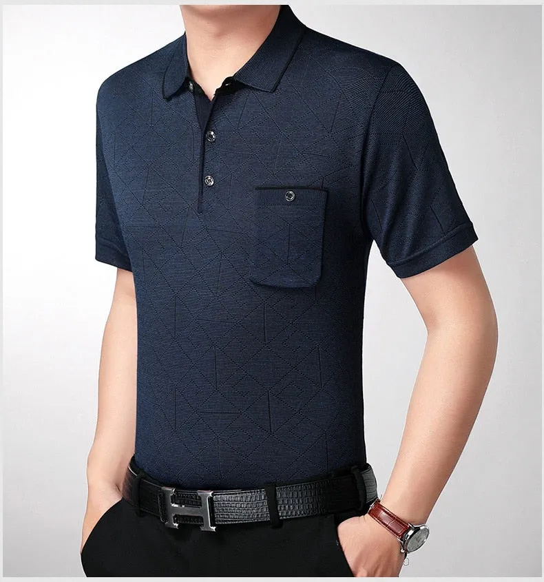Short Sleeve Cotton Gray Polo Shirt for Men