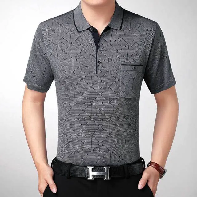 Short Sleeve Cotton Gray Polo Shirt for Men