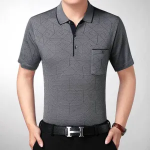 Short Sleeve Cotton Gray Polo Shirt for Men