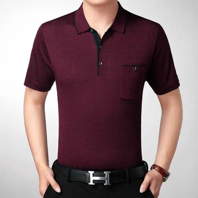 Short Sleeve Cotton Gray Polo Shirt for Men