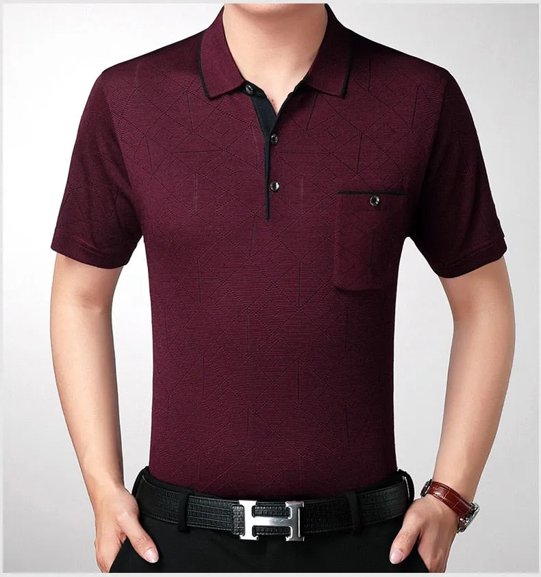 Short Sleeve Cotton Gray Polo Shirt for Men