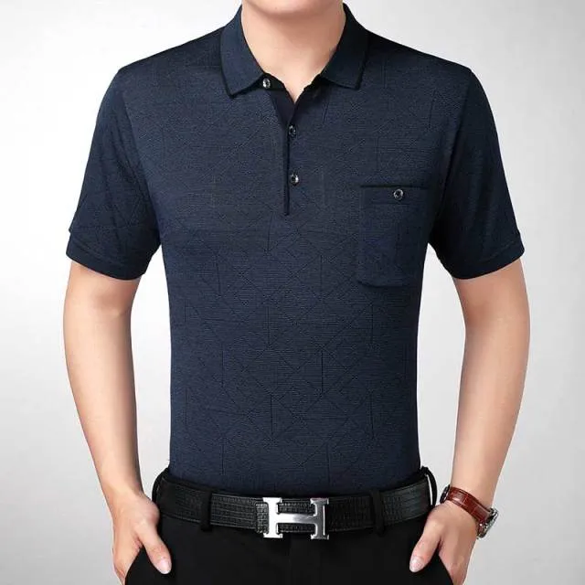 Short Sleeve Cotton Gray Polo Shirt for Men