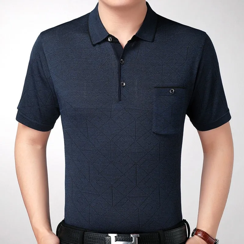 Short Sleeve Cotton Gray Polo Shirt for Men