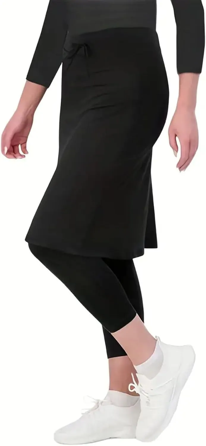 Skirts with Leggings Knee Length Cycling Tennis Golf Athletic Skorts for Women High Waisted Midi Skirts Fall