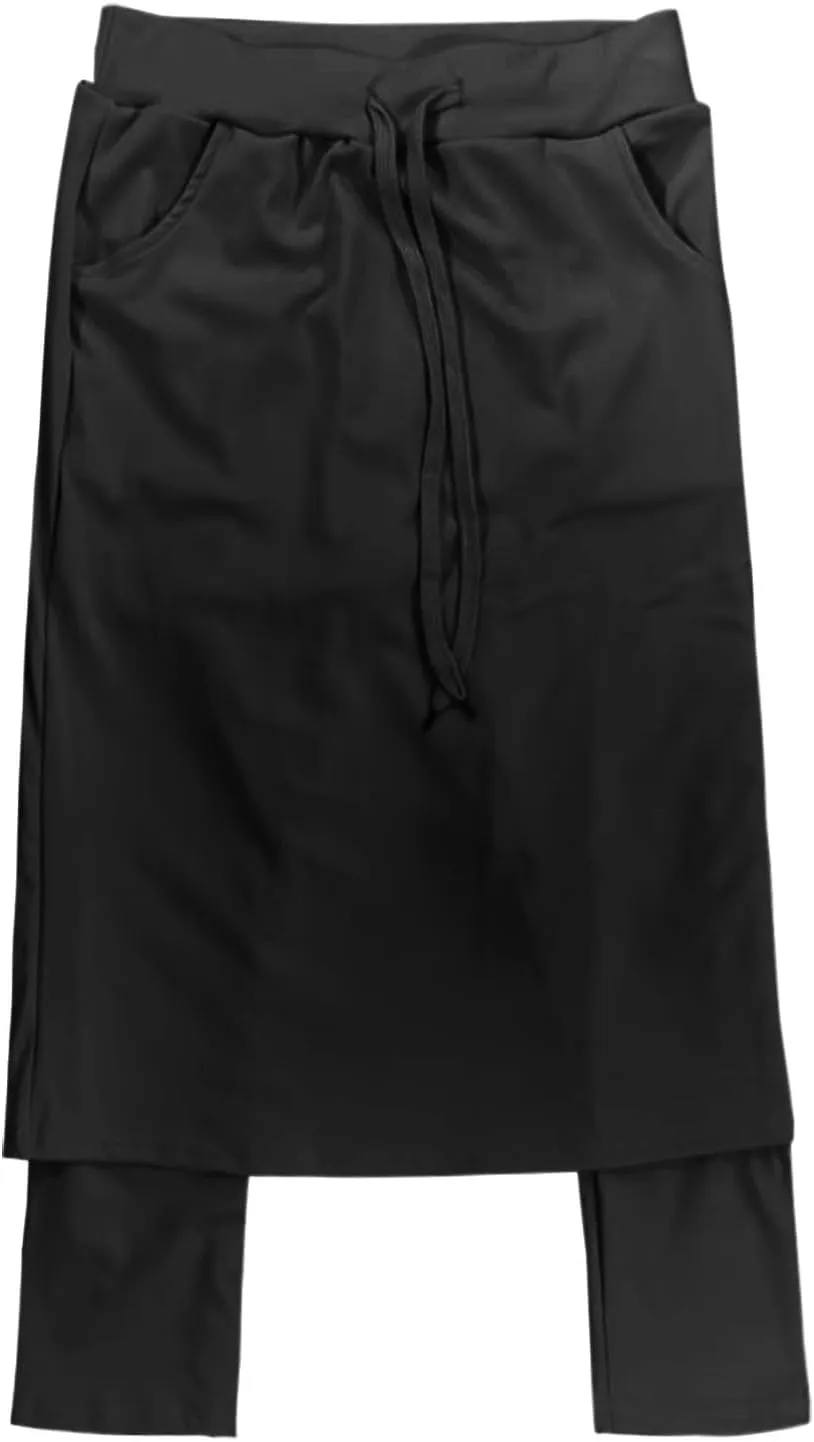 Skirts with Leggings Knee Length Cycling Tennis Golf Athletic Skorts for Women High Waisted Midi Skirts Fall