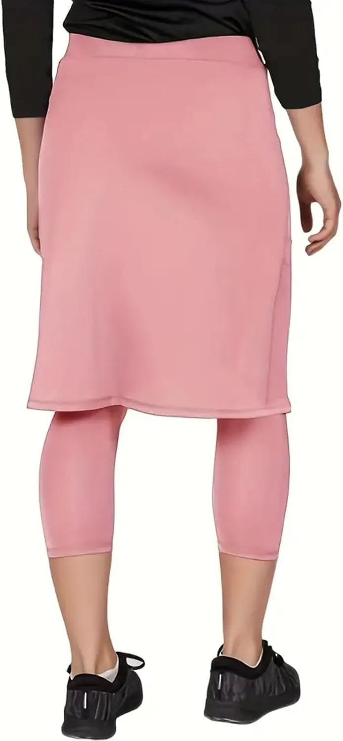 Skirts with Leggings Knee Length Cycling Tennis Golf Athletic Skorts for Women High Waisted Midi Skirts Fall