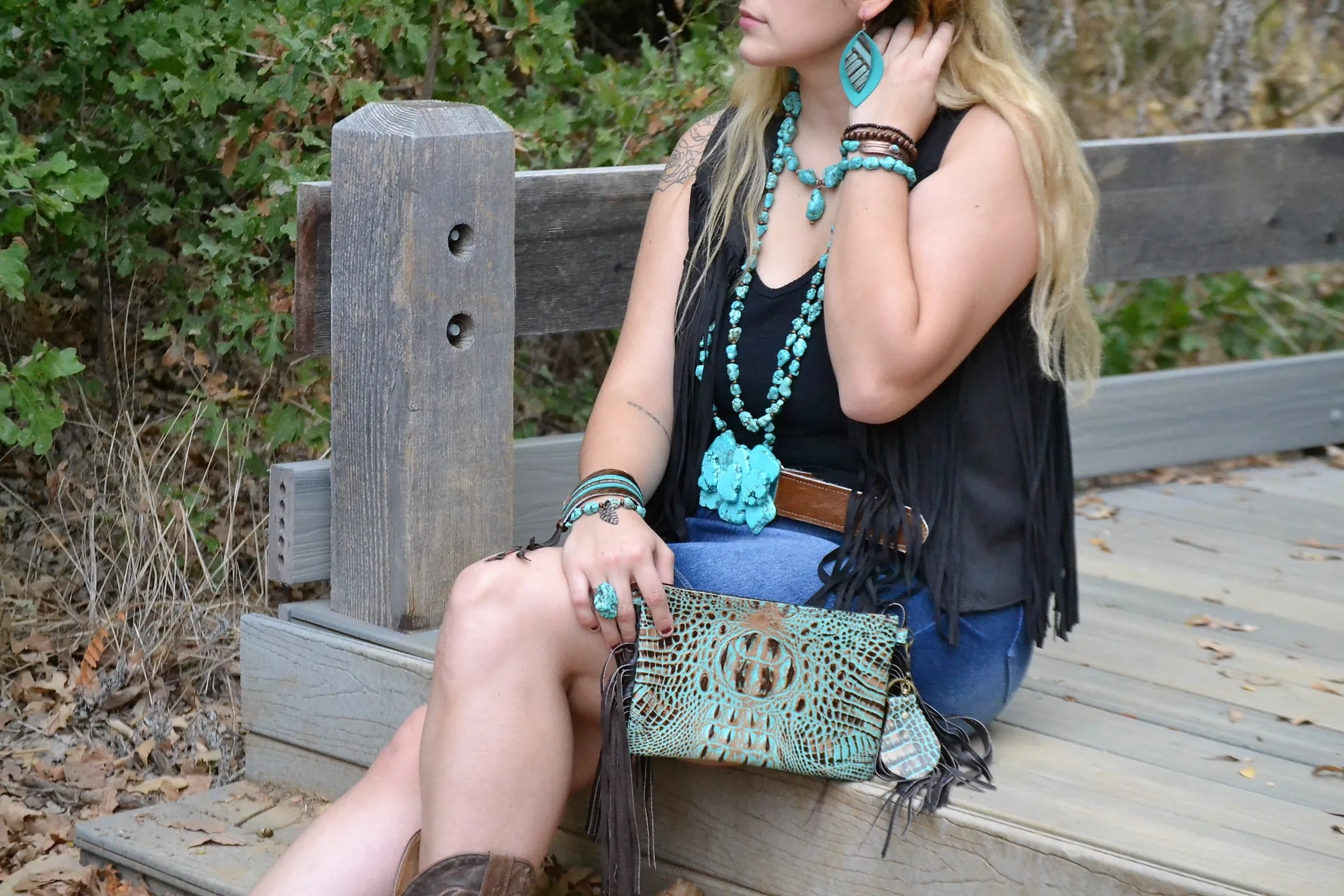 Small Turquoise Slab Belt Buckle 901a
