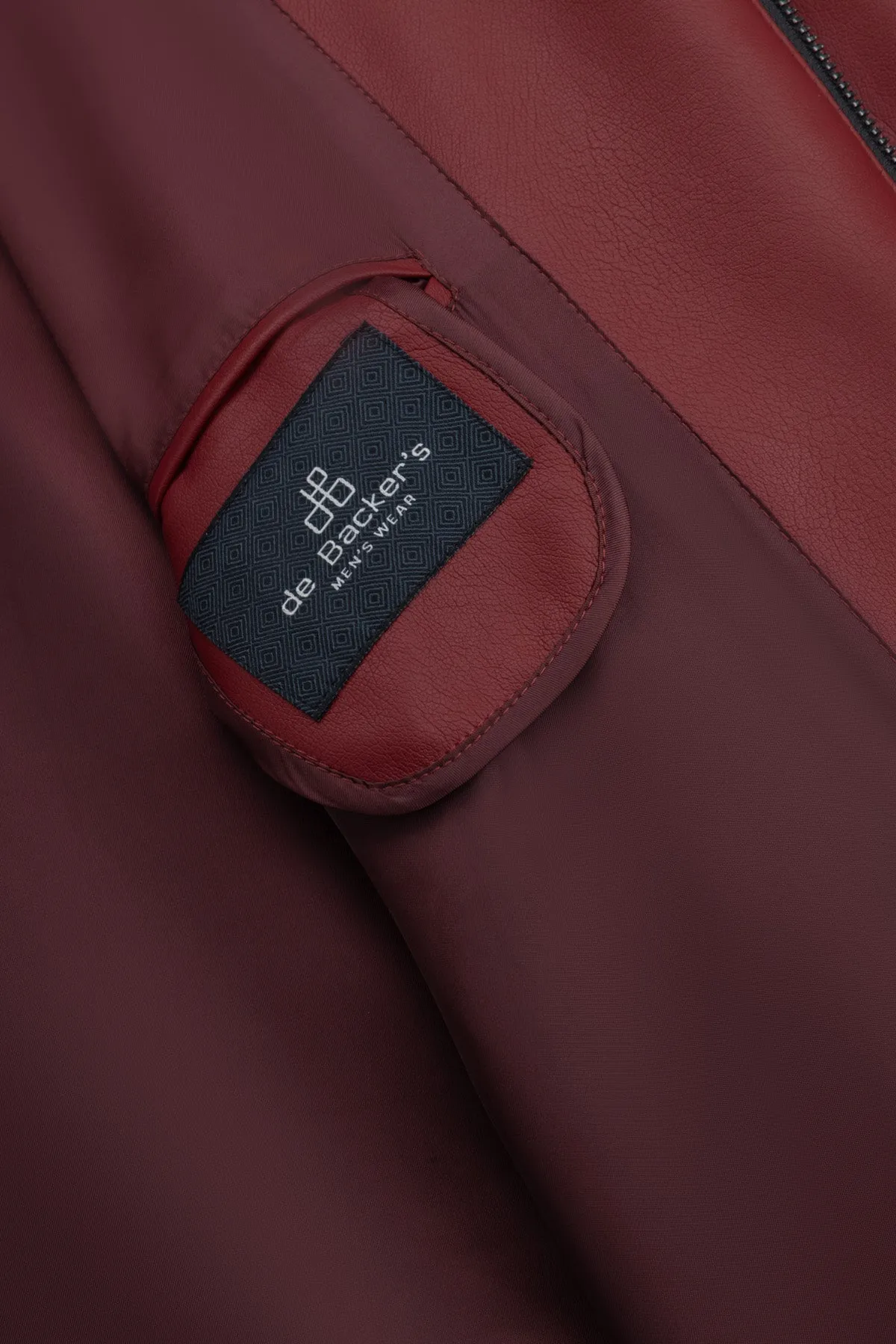 Solid Zip-Up Cordovan Red leather Jacket