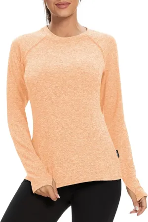 Soneven Women Fleece Thermal Long Sleeve Running Shirt Workout Tops Moisture Wicking Athletic Shirts with Thumb Holes
