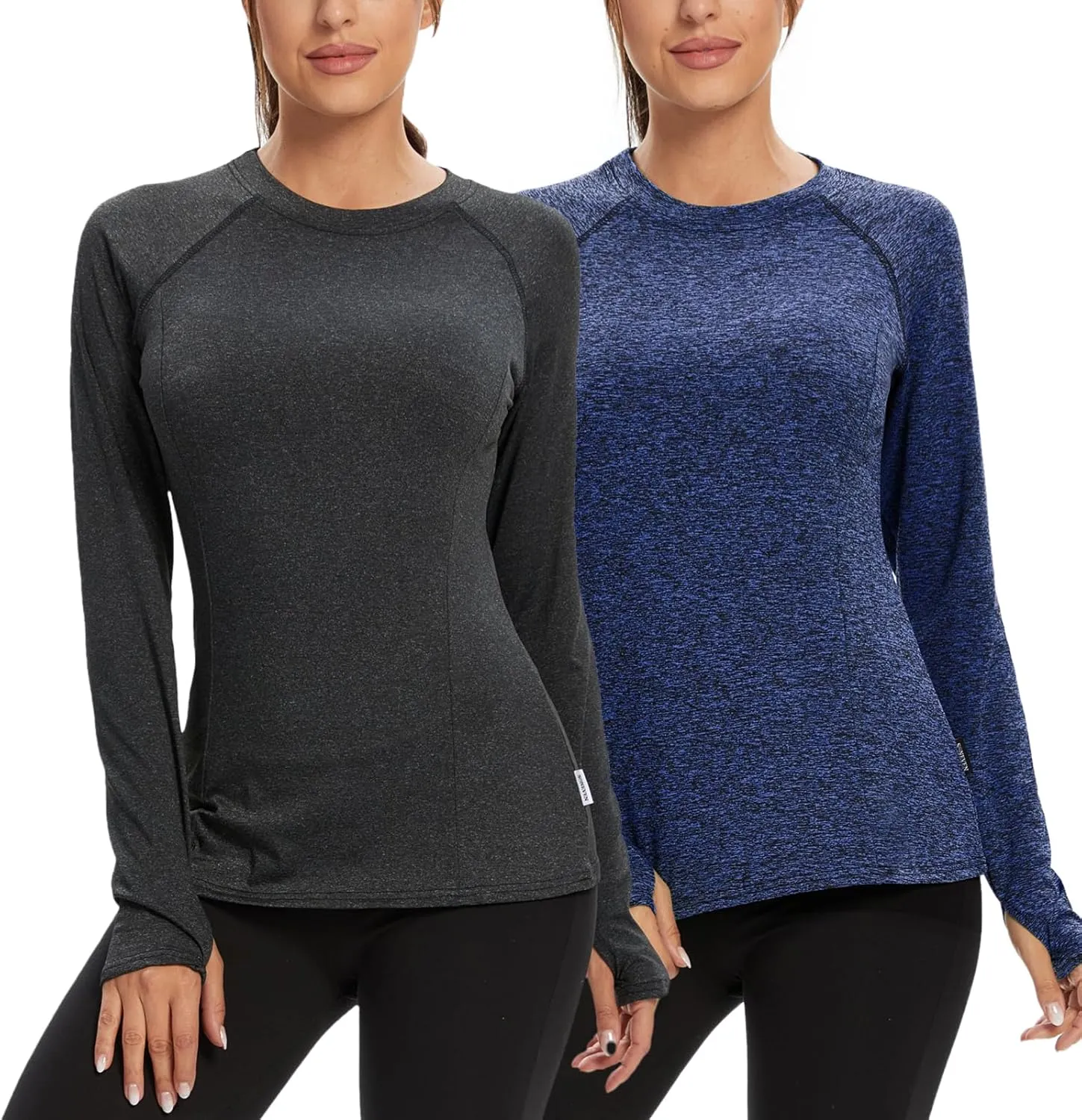 Soneven Women Fleece Thermal Long Sleeve Running Shirt Workout Tops Moisture Wicking Athletic Shirts with Thumb Holes