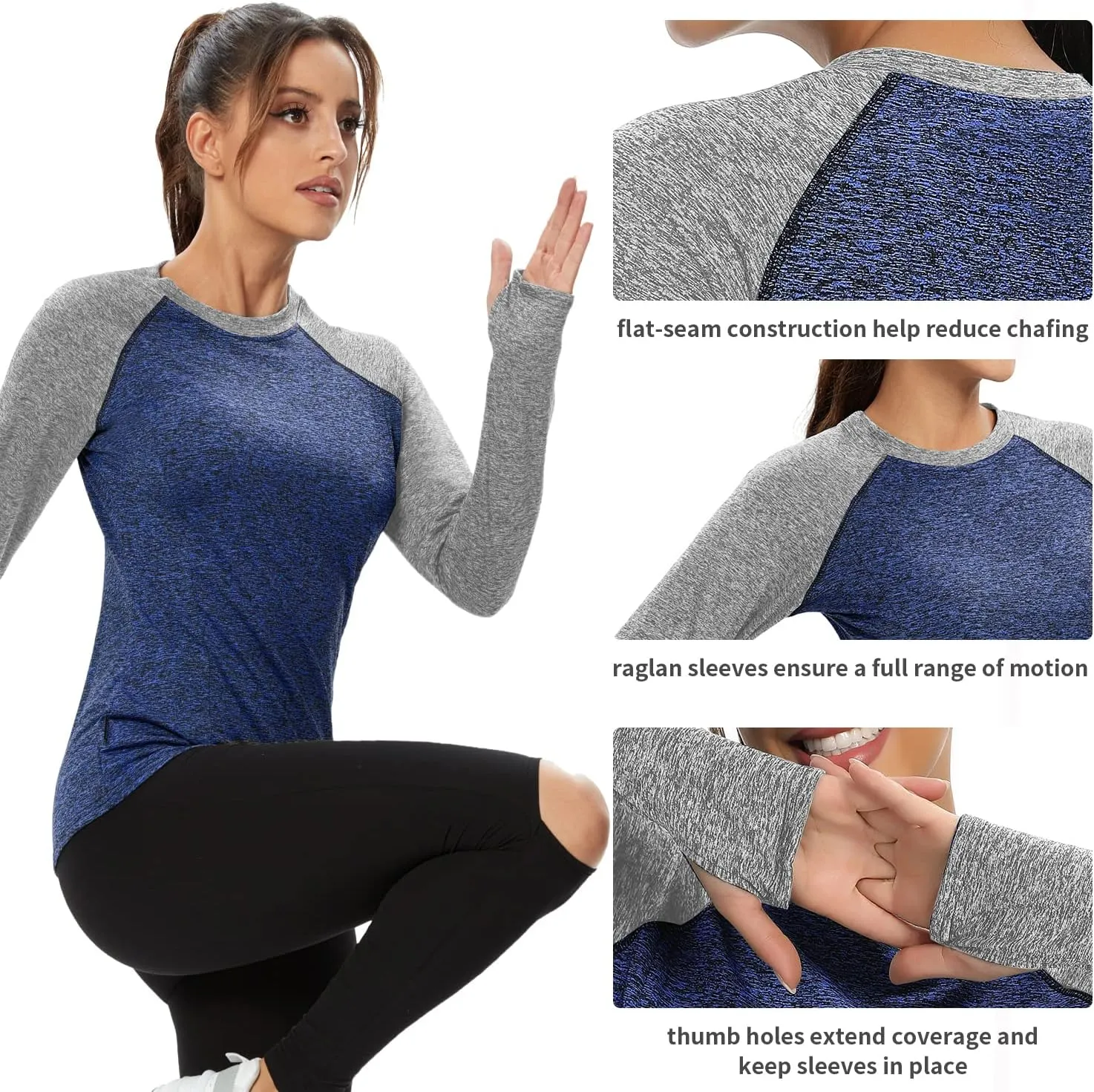 Soneven Women Fleece Thermal Long Sleeve Running Shirt Workout Tops Moisture Wicking Athletic Shirts with Thumb Holes