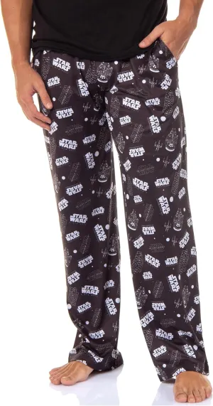 Star Wars Logo and Ships Allover Print Pajama Sleep Pants Licensed