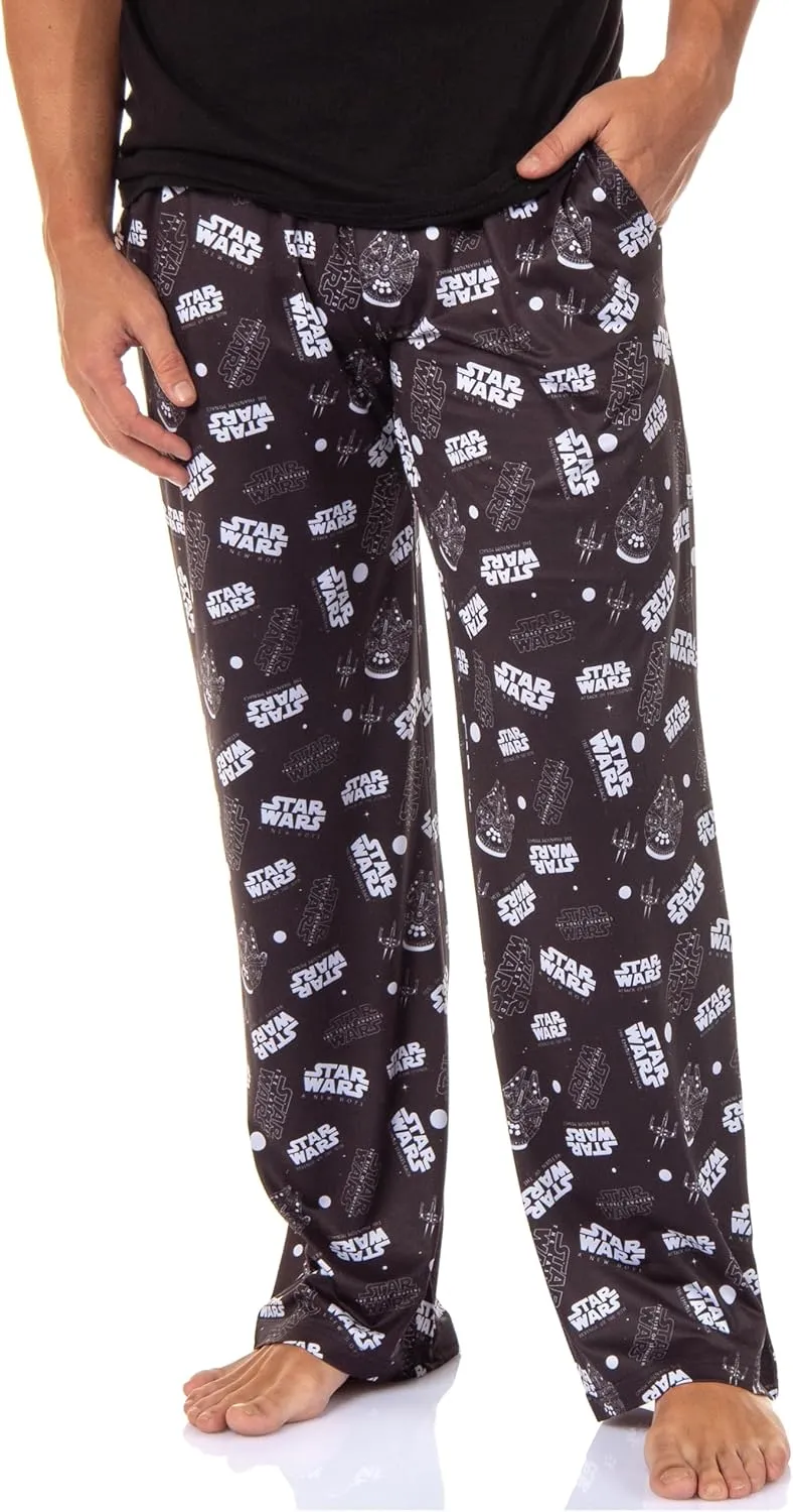 Star Wars Logo and Ships Allover Print Pajama Sleep Pants Licensed