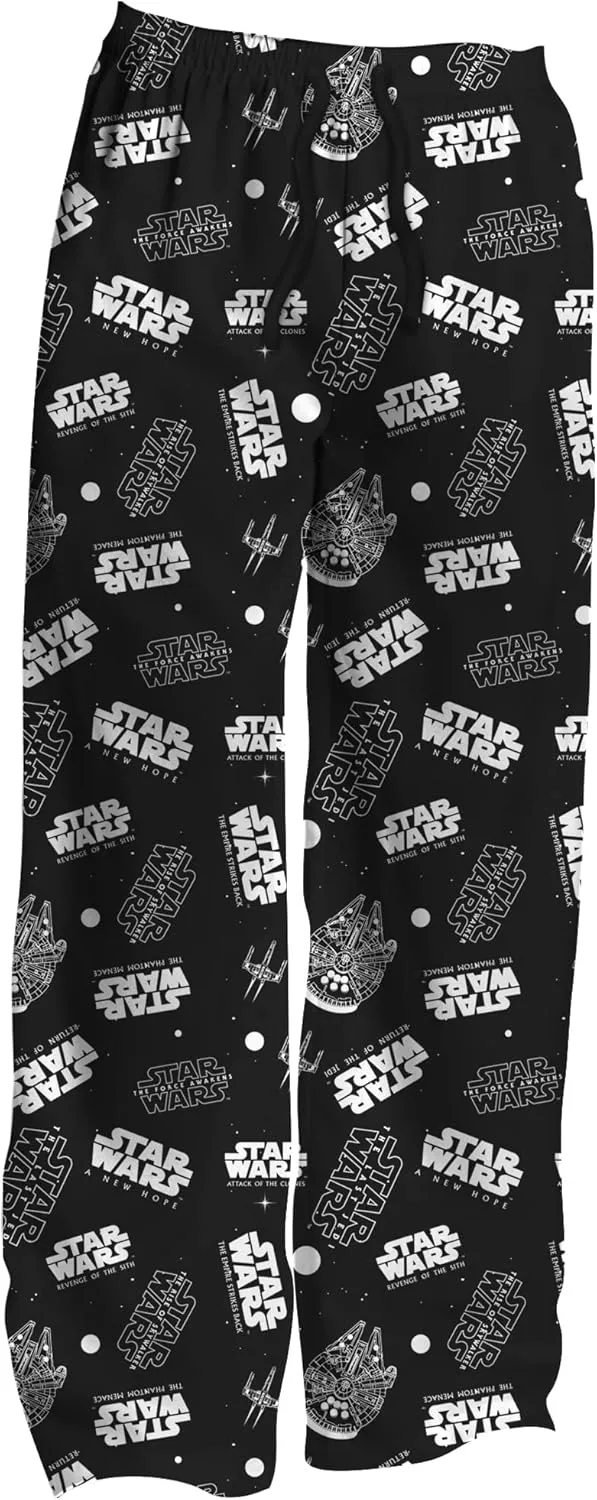 Star Wars Logo and Ships Allover Print Pajama Sleep Pants Licensed