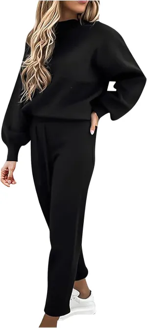 Sweatsuits for Women Set 2 Piece Tracksuits Oversized Casual Sweatshirts Hoodies High Waisted Joggers Sweatpants