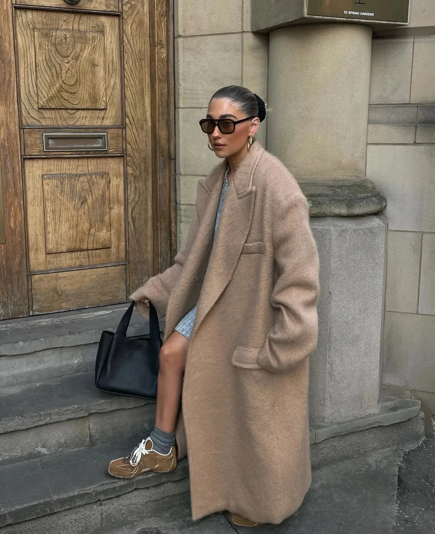 TAVIMART  -  Classic Fashion Solid Oversized Cashmere Overcoats Women's Elegant Lapel Pockets Long Sleeve Jackets Chic Female Streetwear