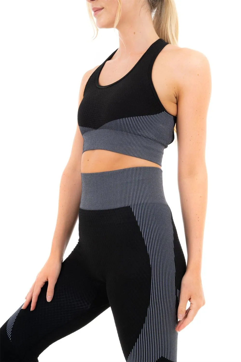 TEXTURED PANELLING WITH STRIPE BRA XL