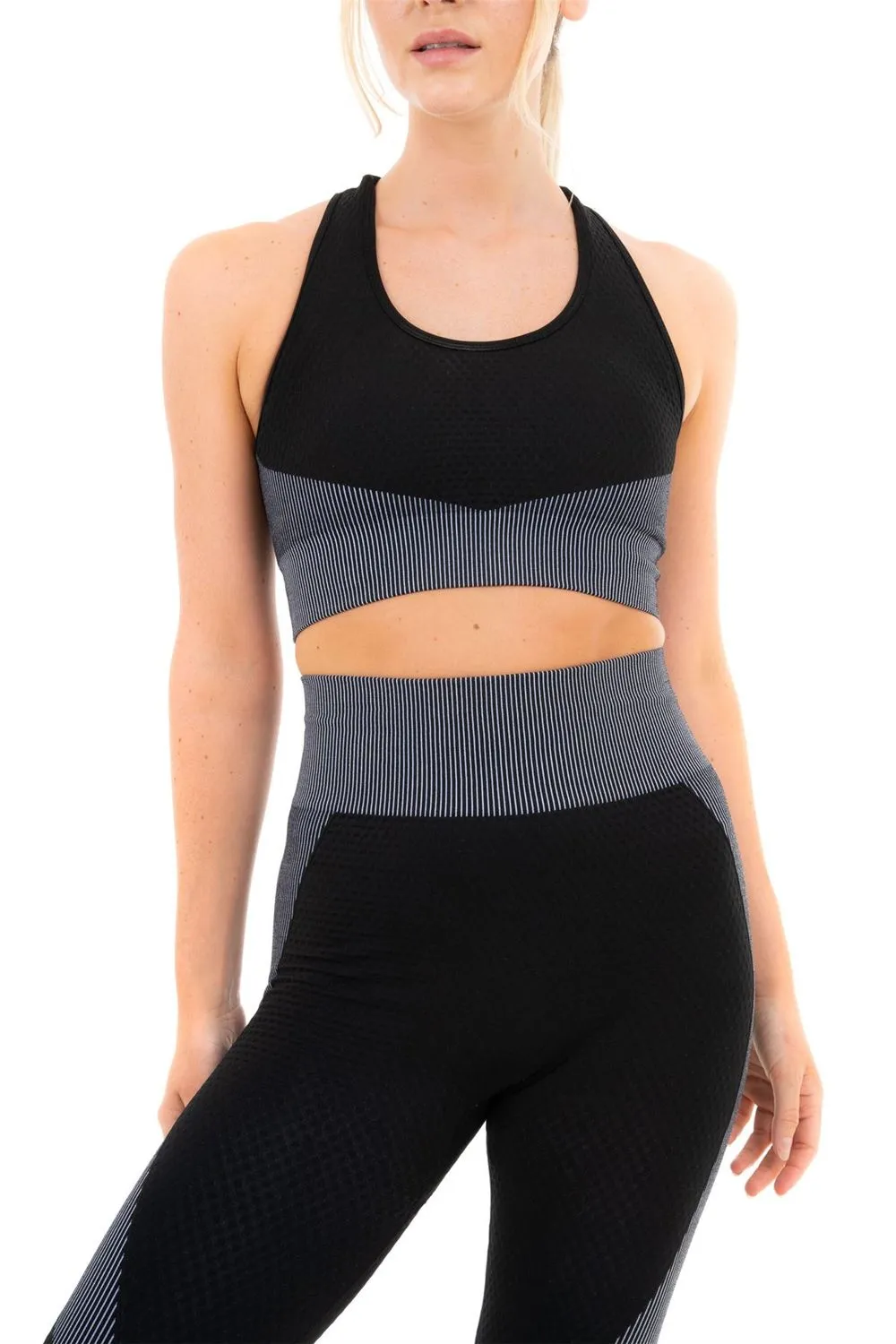 TEXTURED PANELLING WITH STRIPE BRA XL