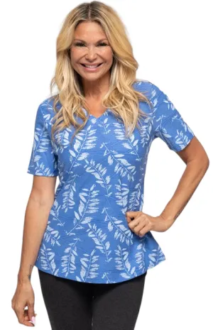 Top Cotton S/S V-Neck Leaves SALE 50% OFF
