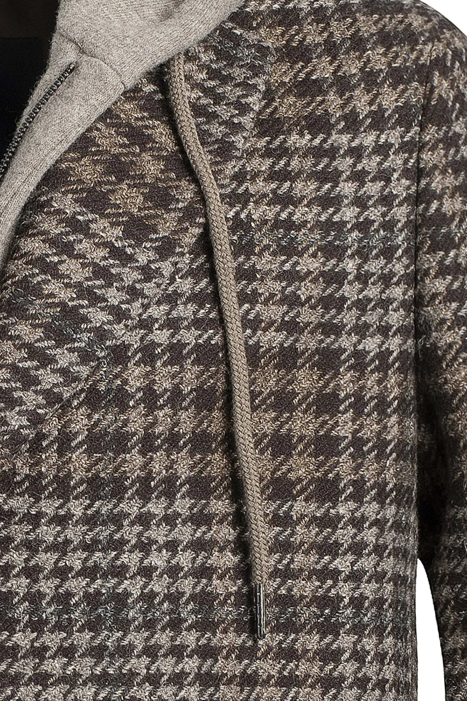 TRISTEN TAUPE HOUNDSTOOTH WOOL TOPCOAT