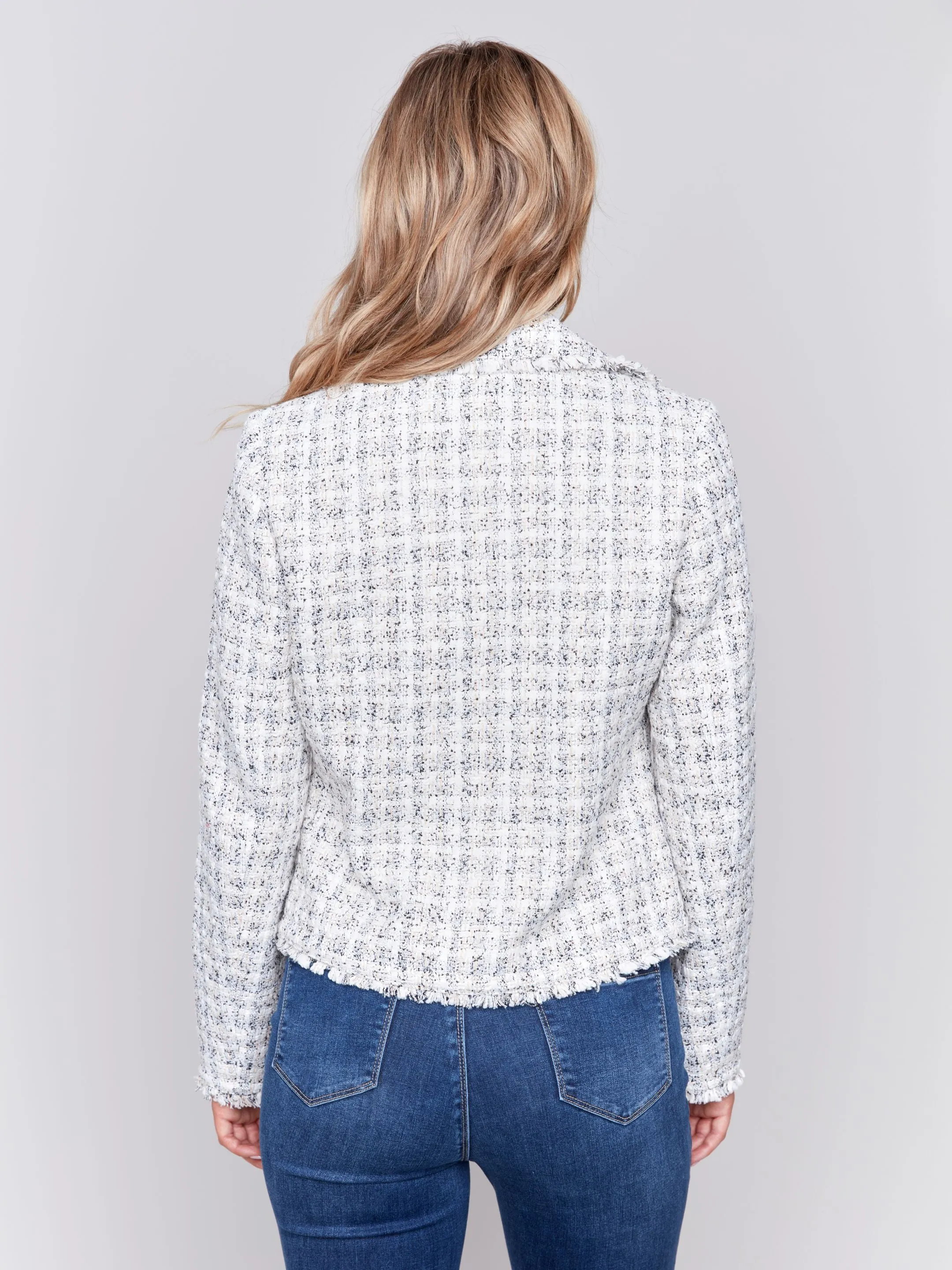 Tweed Moto Jacket w/ Frayed Hem - HQ