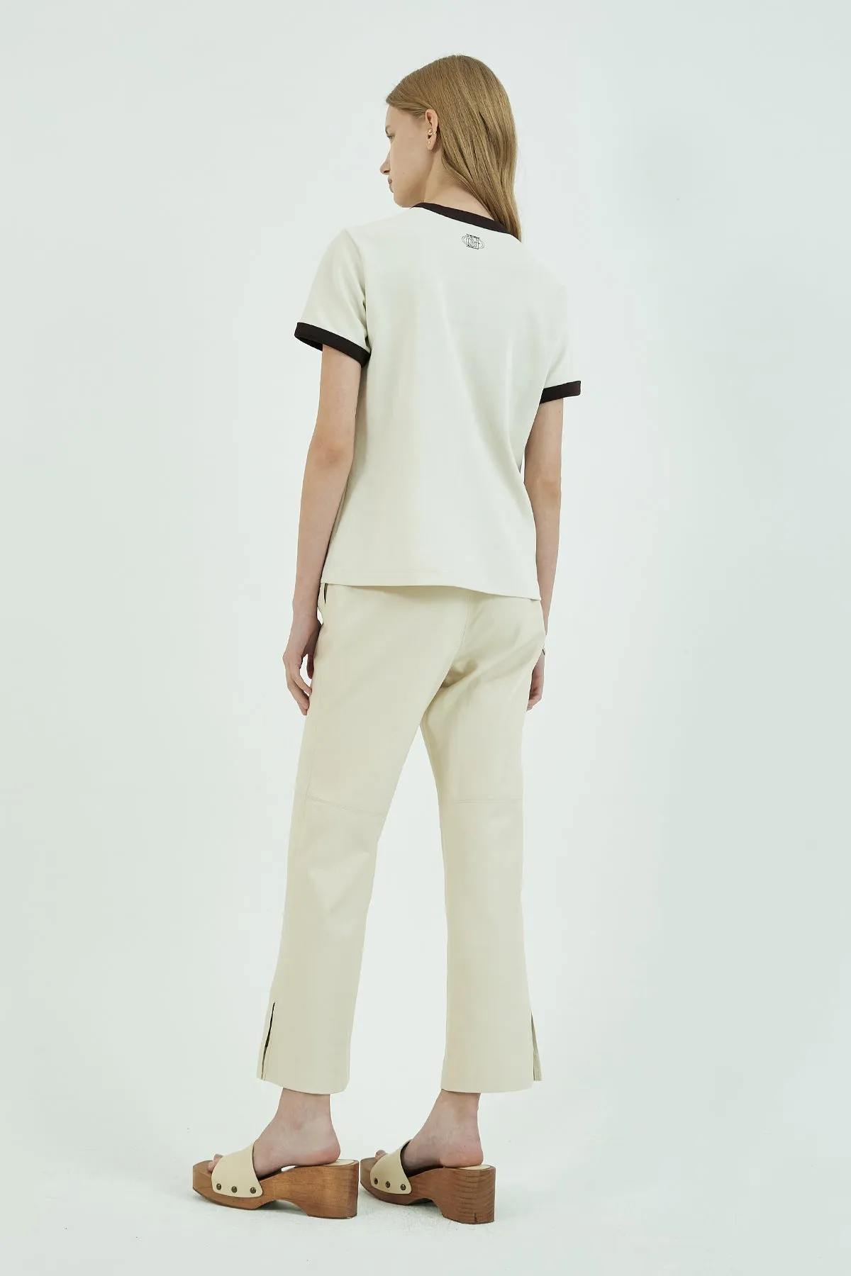 Vegan-leather cropped pants