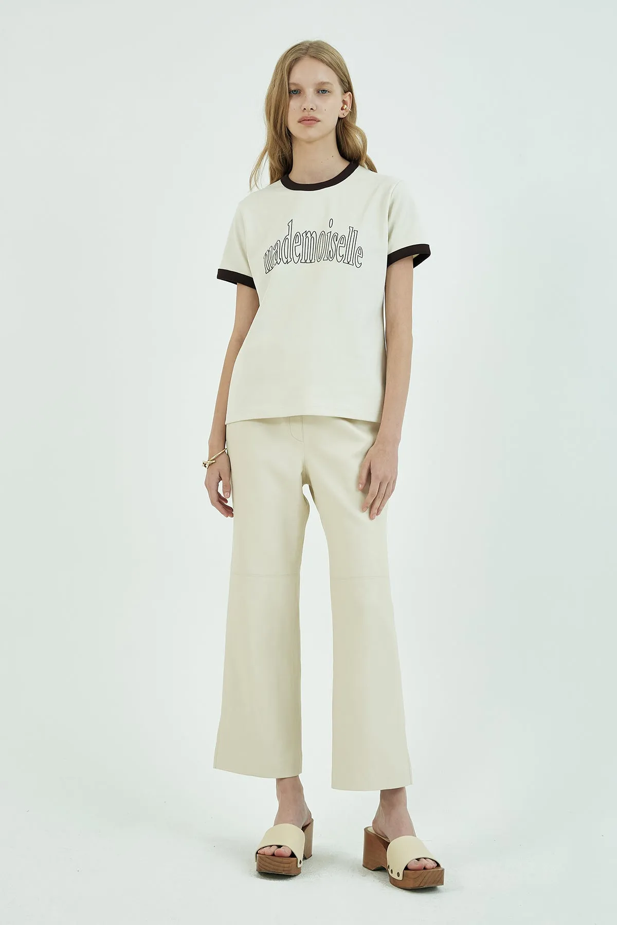 Vegan-leather cropped pants