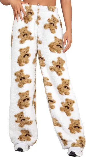 Verdusa Women's Plush Warm Pajama Pants Fleece Lounge Sleepwear Pj Bottoms