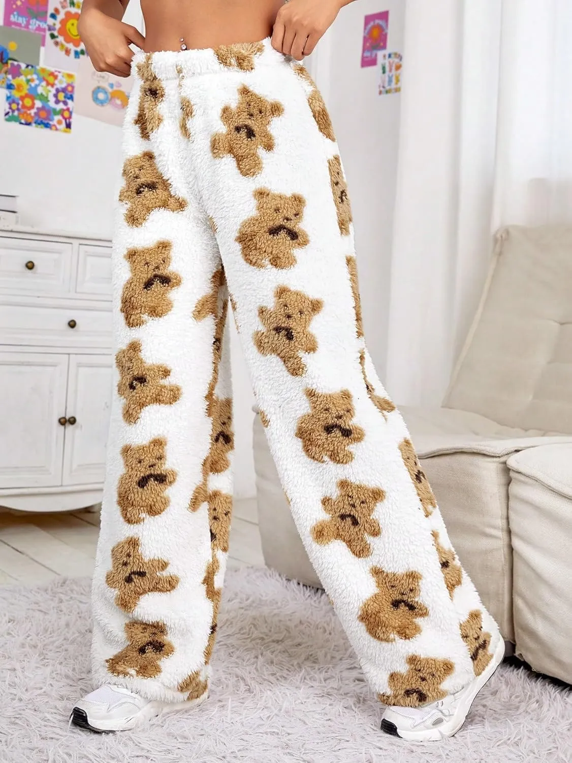 Verdusa Women's Plush Warm Pajama Pants Fleece Lounge Sleepwear Pj Bottoms