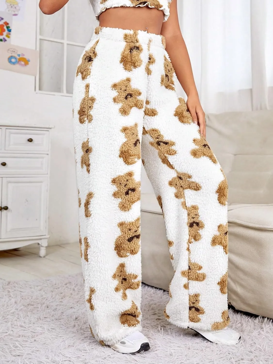Verdusa Women's Plush Warm Pajama Pants Fleece Lounge Sleepwear Pj Bottoms