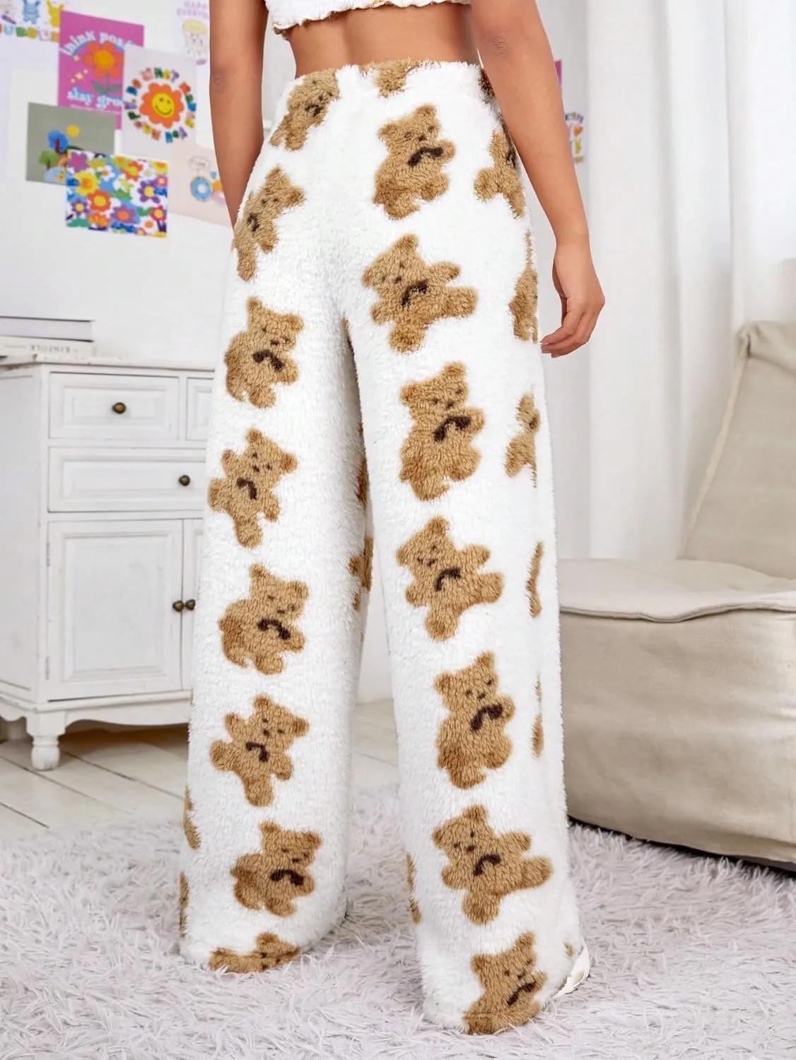 Verdusa Women's Plush Warm Pajama Pants Fleece Lounge Sleepwear Pj Bottoms