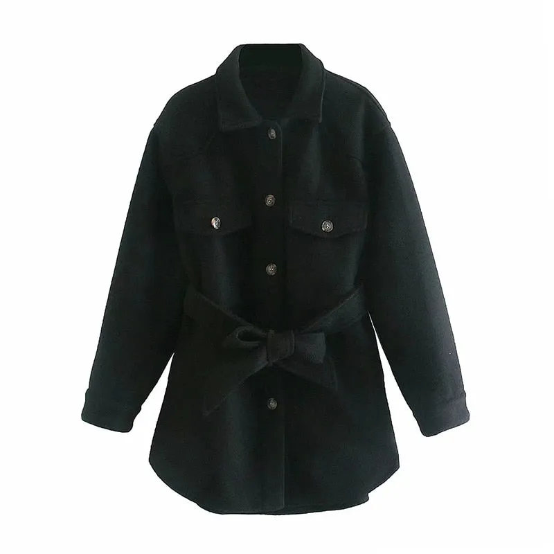 Veste Longue Chic Avec Ceinture