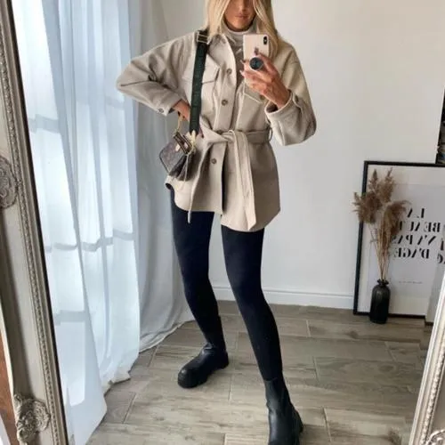 Veste Longue Chic Avec Ceinture