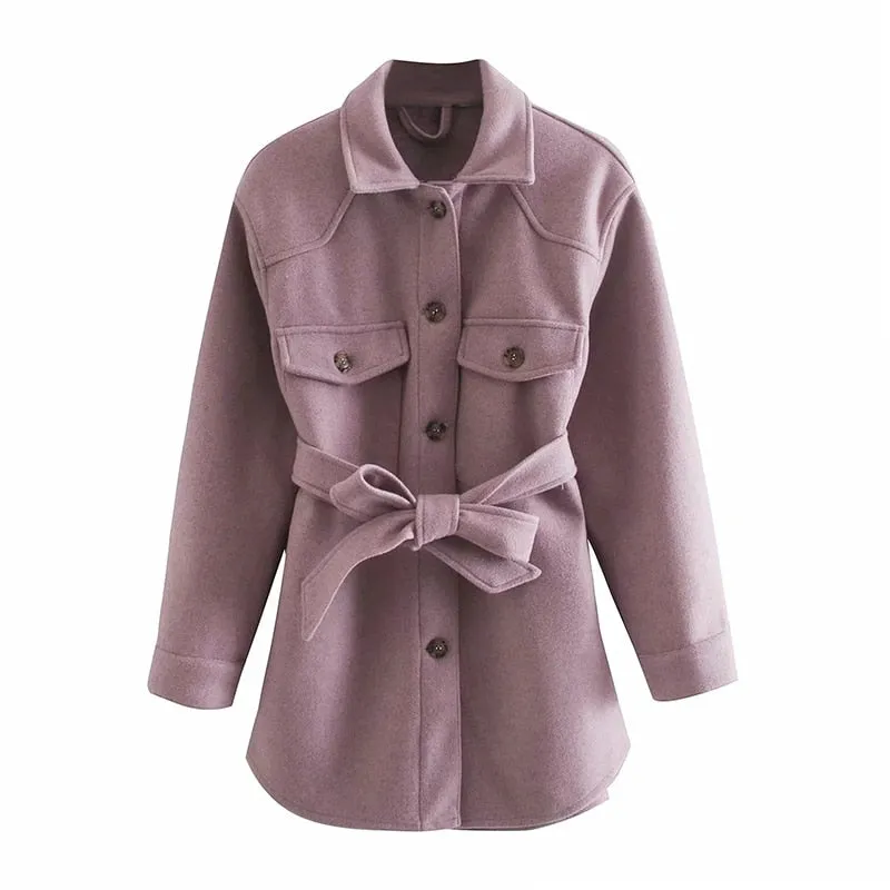 Veste Longue Chic Avec Ceinture