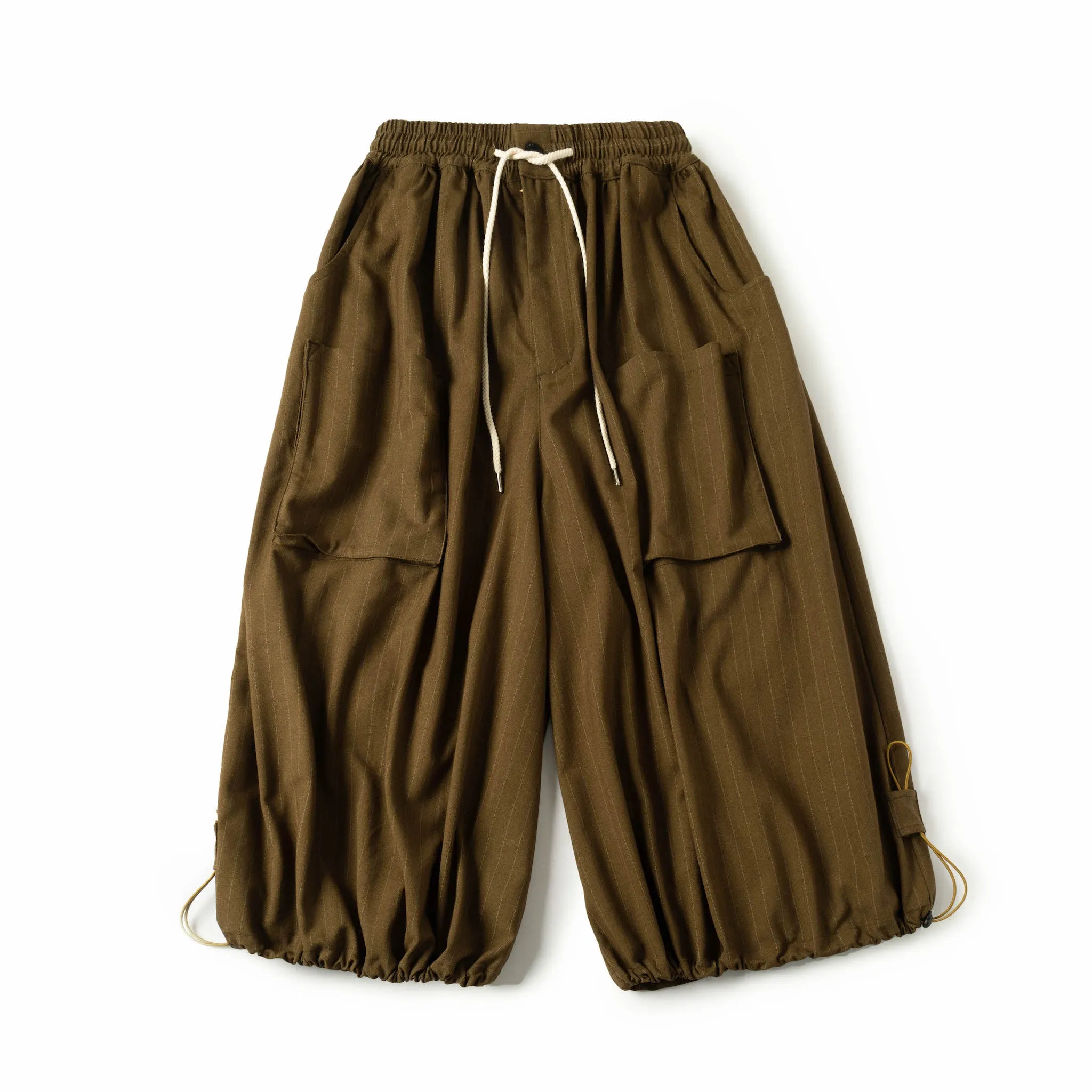 Wide Leg Yemi Pant - Green Pinstripe