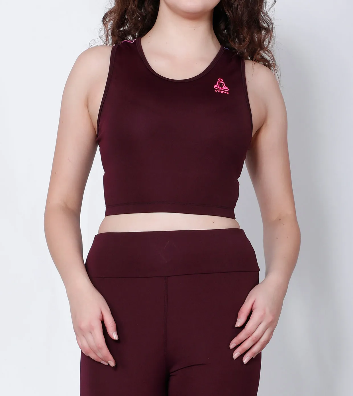 Wine Red Printed Compression Top