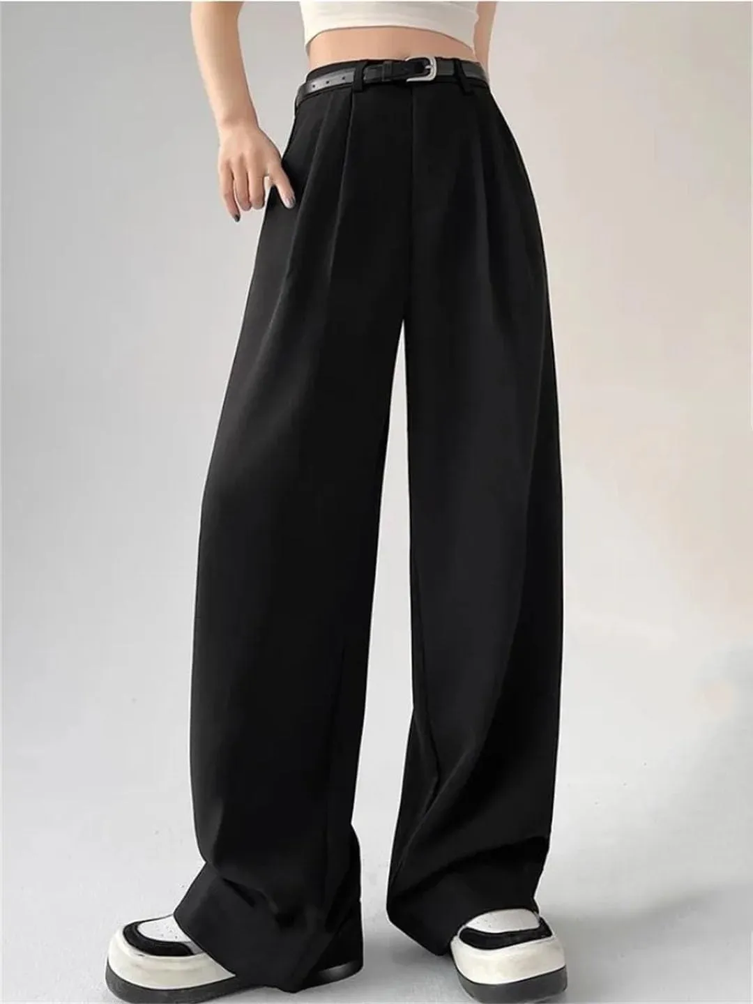 Woman's Vintage Baggy Suit Pants Classic Fashion Office Oversized High Waist Trousers Elegant Pants