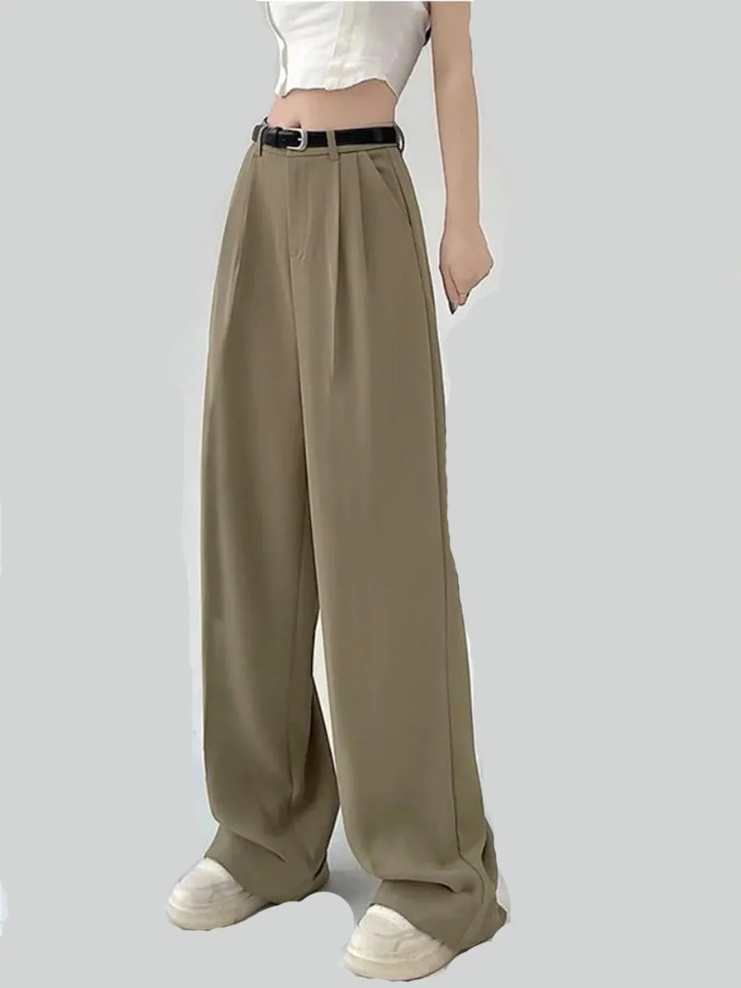 Woman's Vintage Baggy Suit Pants Classic Fashion Office Oversized High Waist Trousers Elegant Pants