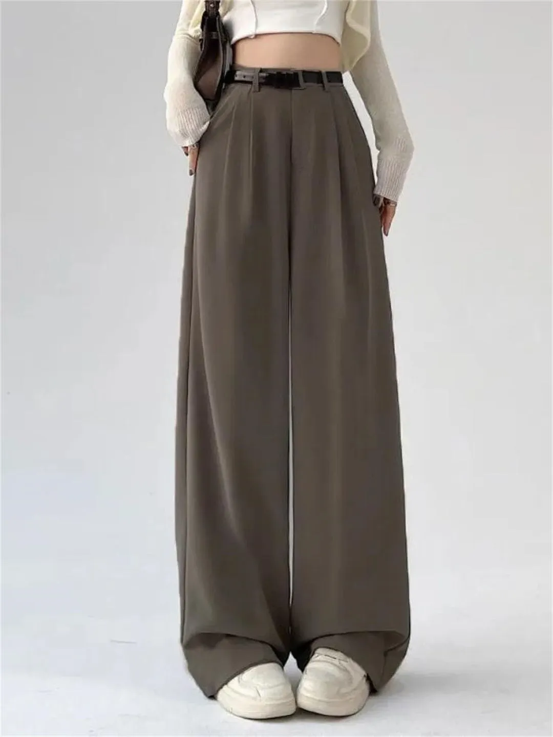 Woman's Vintage Baggy Suit Pants Classic Fashion Office Oversized High Waist Trousers Elegant Pants