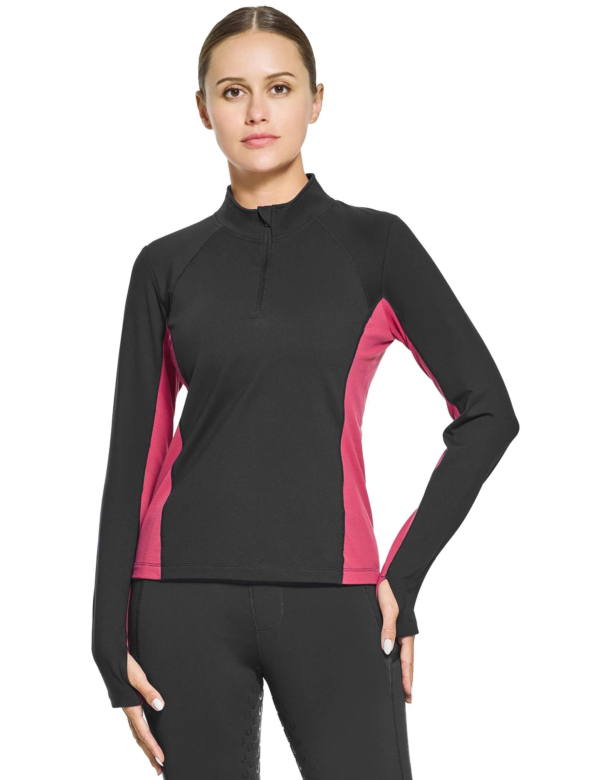 Women 1/4 Zip Shirts Fleece Lined