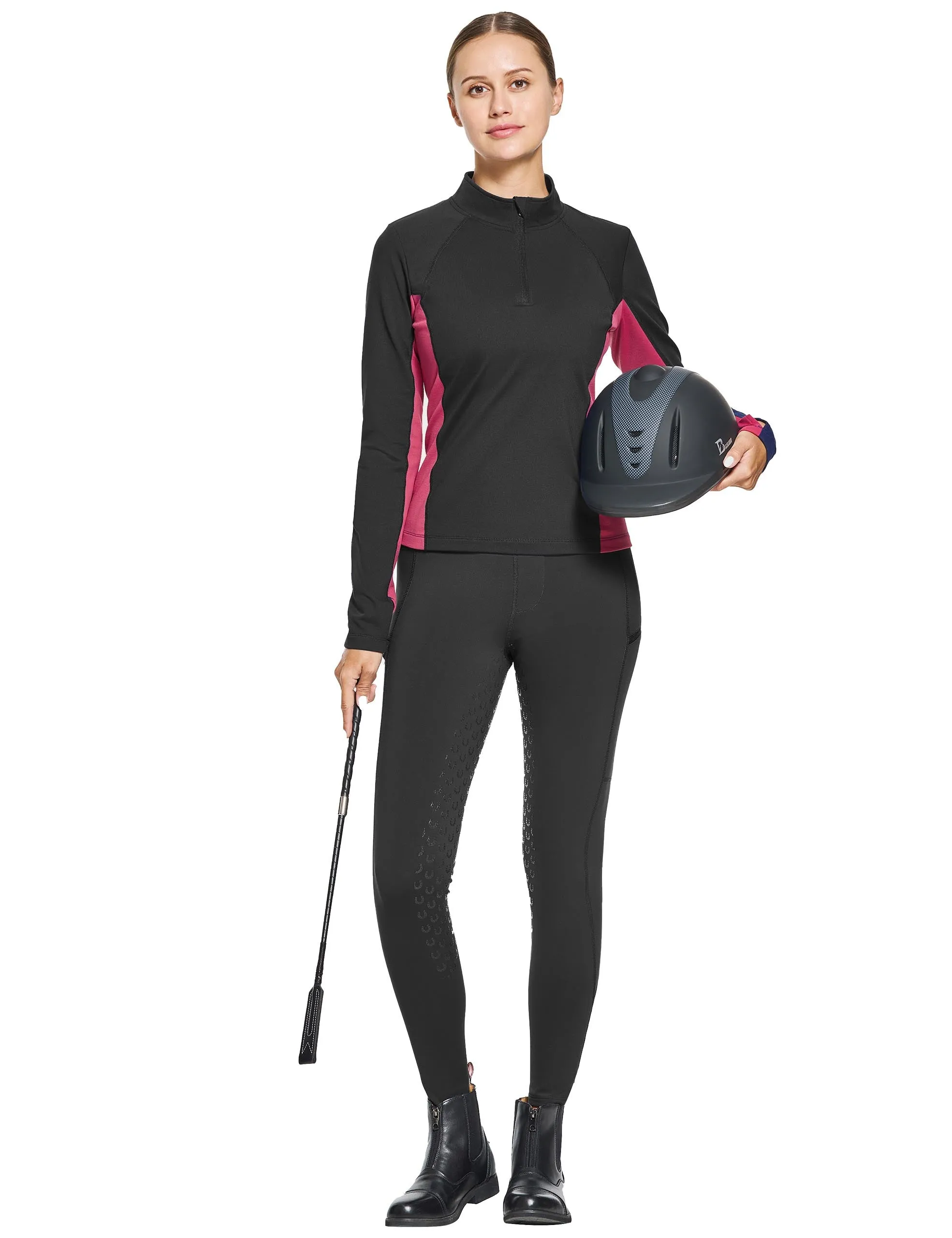 Women 1/4 Zip Shirts Fleece Lined
