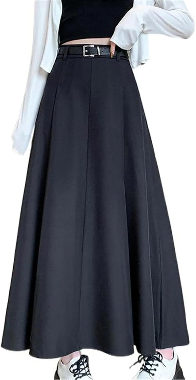 Women's Autumn and Winter Pleated High-Waisted Midi Skirt, Suit Skirt