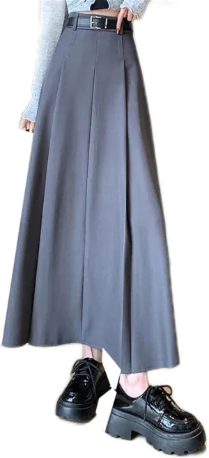 Women's Autumn and Winter Pleated High-Waisted Midi Skirt, Suit Skirt