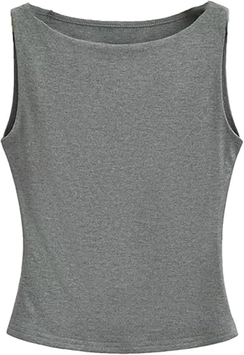Women's Boatneck Camisole Tank Top Sleeveless Soft Breathable Knit Blouse(Gray,Medium)