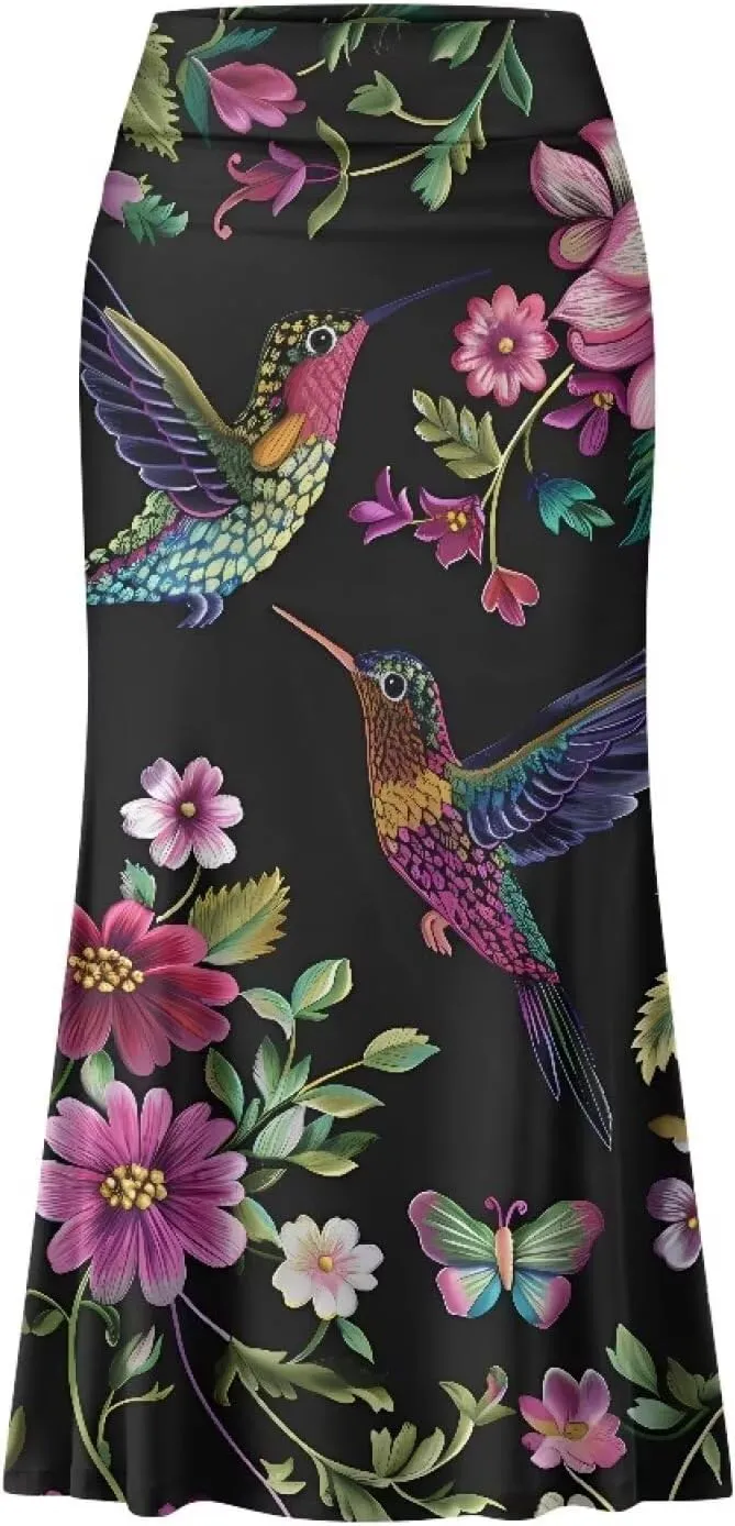 Women's Casual High Waisted Fishtail Bodycon Long Maxi Skirt A-Line Flared Maxi Skirts Fit Cocktail Party Wedding